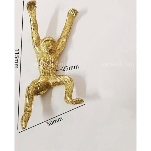1Pc Lucky Monkey Shape Cabinet Door Handle Solid Brass Drawer Knobs Cupboard Pulls Single Hole Gold Kitchen Cabinet Handles