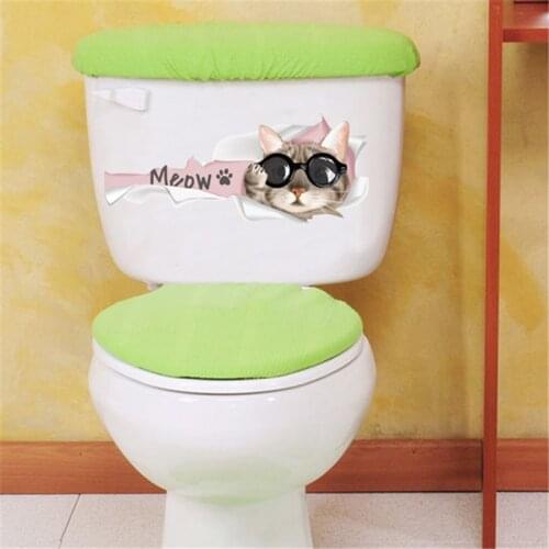 1PC Cute 3D Kitten Toilet Sticker Cat On The Wall Kitchen Refrigerator Stickers For Living Room Bedroom Home Decor DROP SHIPPING