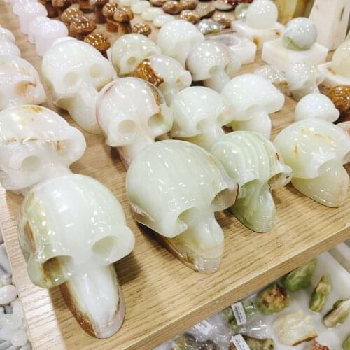 1PC Natural Afghan Jade Skull Mineral Ornament Afghan Jade Skull Crystal Sculpture Home Decor Halloween and DIY Decor