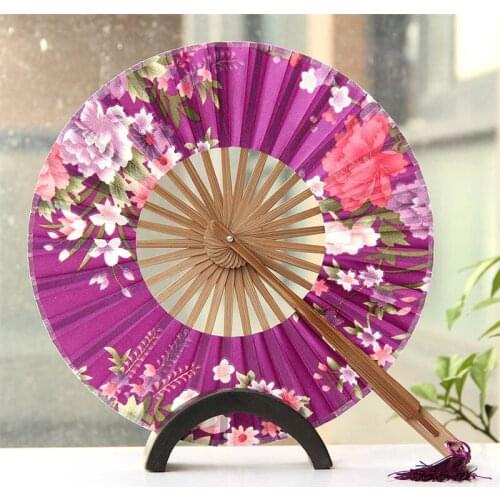 100pcs fast Shipping Flower Pattern Round Windmill Bamboo Hand Pocket Fan Personalized Wedding Guests Gifts