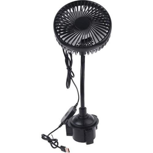 5Inch Car Cup Holder Fan 5V Universal Adjustable Gooseneck Large Wind Three Speed Control Car USB Fan for SUV Truck Boat