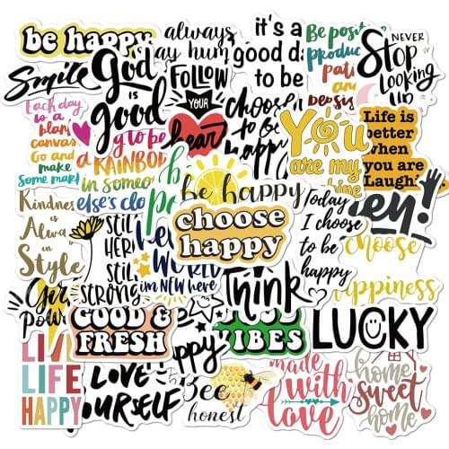 50Pcs Inspirational Sentences Quotes Stickers Laptop Suitcase Notebook Phone Motivational Phrases Sticker Study Decal Kids Gift