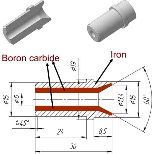 50 PCS High quality Boron Carbide Sandblasting Nozzle (L) 36mm X (D) 16mm X (H) 5 mm . Free shipping