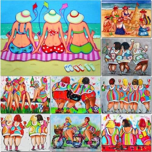 5D DIY Diamond Painting Sexy Fat Girl Ladies Full Square/Round Diamond Embroidery Cross Stitch Diamond Mosaic Home Decor Gift