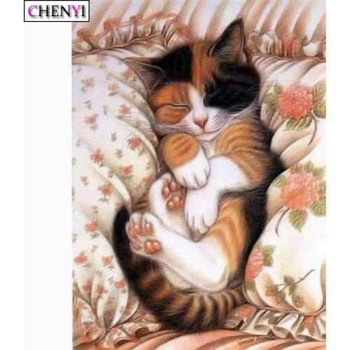 5D Diy Diamond Painting Cute Cat Animal Paint By Number Full Diamond Embroidery Cross Stitch Rhinestones Mosaic Craft Home Decor