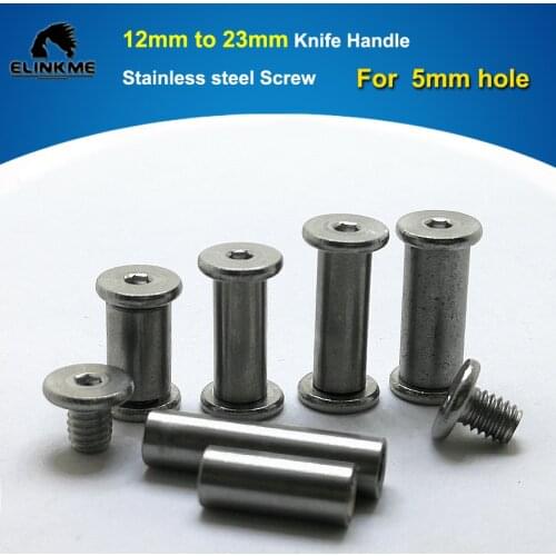 6pcs/lot,13mm to 23mm x 5mm Stainless steel Knife Handle Flat head hex Chicago Screws Suitable for 5mm hole