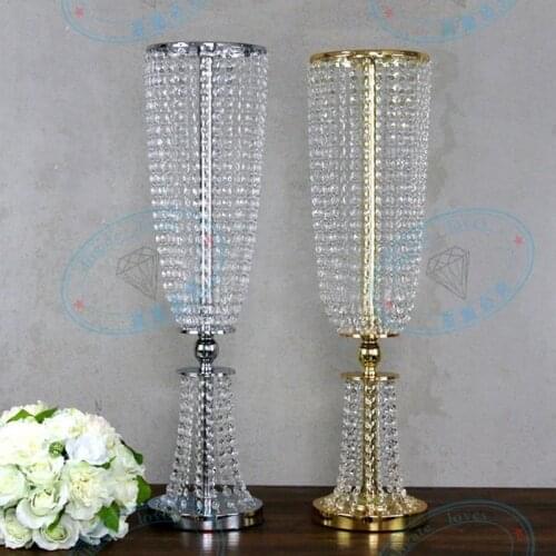 Bling silver Gold Metal Wedding Table Centerpiece Crystal Flower Stand Wedding Props Table Centerpiece 10pcs/lot