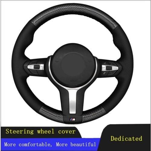 Steering Wheel Cover Black Carbon Fiber For BMW M Sport F30 F31 F34 F10 F11 F07 F12 F13 F06 X3 F25 F32 F33 F36 X1 F48 X2 F39