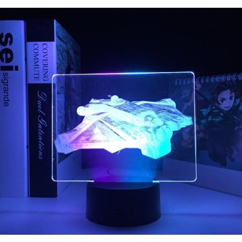 Two-Color Series Galactic Spaceship 3D Lamp Visual Illusion Acrylic Light Guide Plate for Children Couple Festival Birthday Gift