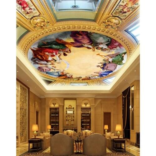 European figure painting ceiling papel parede mural wallpaper ceilings 3d murals wallpaper for living room
