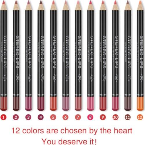 Lipstick 12 Colors Stylish Waterproof Lip Liner Long Lasting Matte Lipliner Pencil Makeup Comestics Tools Whitening TSLM2