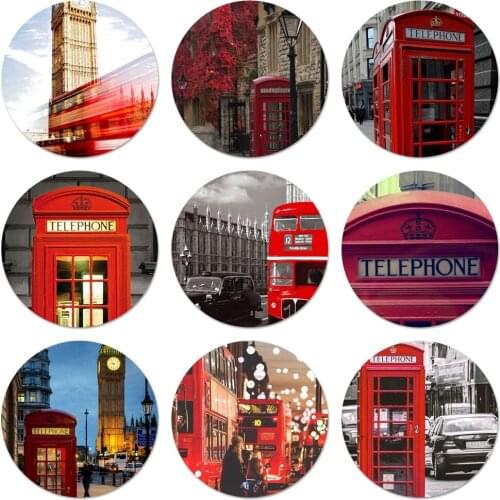 London Bus England Telephone Icons Pins Badge Decoration Brooches Metal Badges For Backpack Decoration 58mm