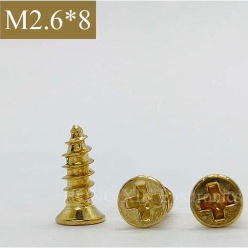 【M2.6*8】Gold Self Tapping Wood Screw Flat head Thread Nail Screw Fastener Wood Furniture Screws 1pcs