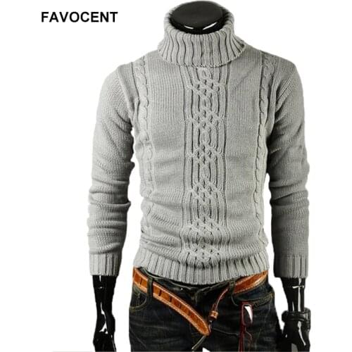 FAVOCENT Male Sweater Pullover Men 2020 Male Brand Casual Slim Sweaters Men Solid High Lapel Jacquard Hedging MenS Sweater XXL
