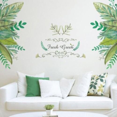 New Green Leaf Rural Style PVC Wall Stickers DIY Removable Decals Stickers Living Room TV Background Wall Bedroom Mural Home Dec