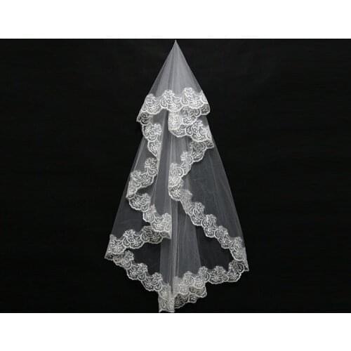 2019 Mariage One Layer Lace Edge White Ivory Catherdal Wedding Veil Long Bridal Veil Cheap Wedding Accessorie Bridal