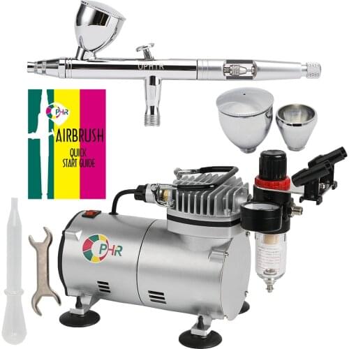 OPHIR Professional 3 Cups Dual-Action Airbrush with 110V,220V Air Compressor for Model Hobby Cake Decoration Nail Art _AC089+006