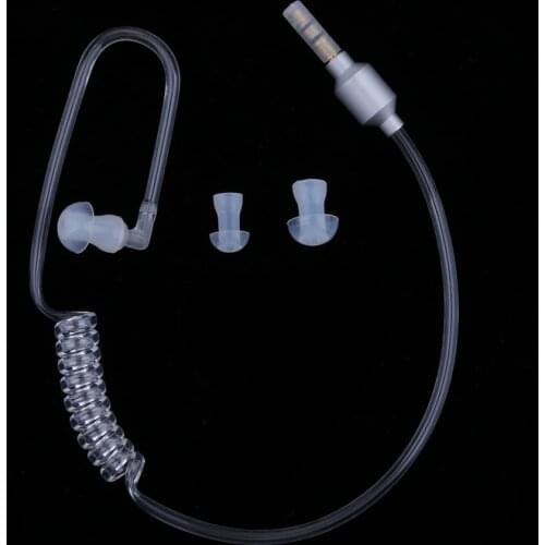 Anti-Radiation Mono Earphones 3.5mm Stereo Acoustic Hollow Air Tube Wired Earpiece Hands-free with Mic Headsets Lightweight