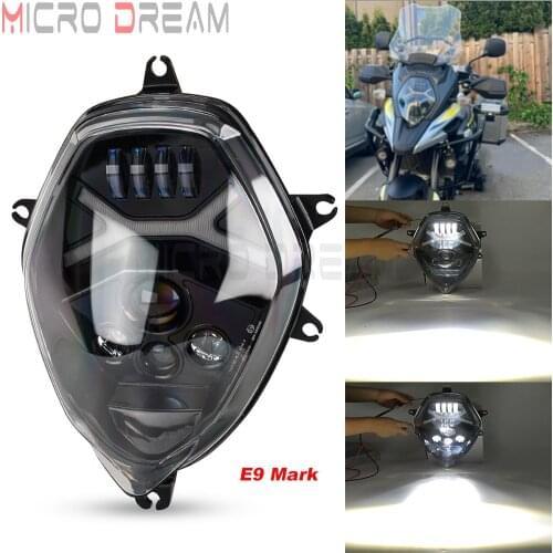 12V LED Projector Replace Headlight For SUZUKI V-Strom DL1000 DL650 Motorcycle HI/LO Beam Front Headlamp Assembly Kit E9 Mark