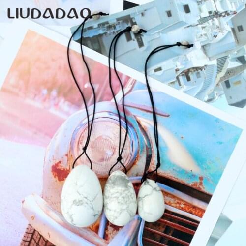 Drilled Yoni Eggs Individual Small Large White Howlite Kegel Exercise Ben Wa Ball Eggs Pelvic Floor Muscle Health Care Massage