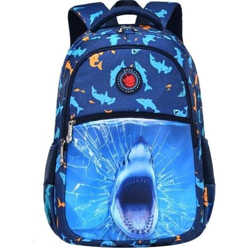 New Kids Waterproof School Bags for Girls and Boys Cartoon Shark Printing Backpacks Primary Grade 1-3-5 School Book Bag 2021 NEW