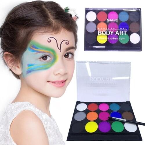 World Cup Water-soluble body paint pigments Professional Face Paint Kit 15 Colors for Various Party