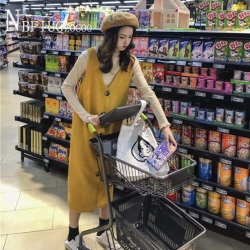 2020 Autumn Korean Women Sets Long Sleeve T Shirt And Sleeveless Dress Female Sets