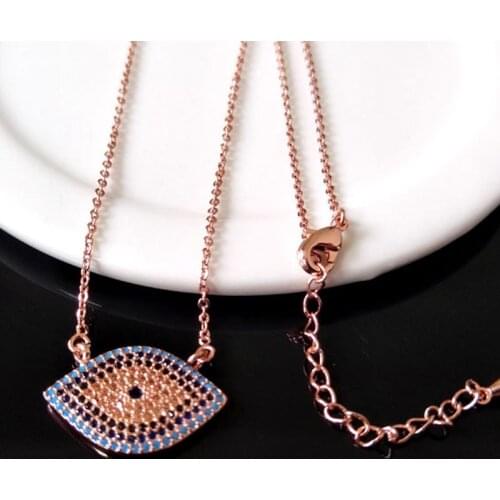 10 Pcs Turkish Style Evil Eye Double Bails Connector Necklace,CZ zircon Micro pave crystal Charm Jewelry making for woman NK61