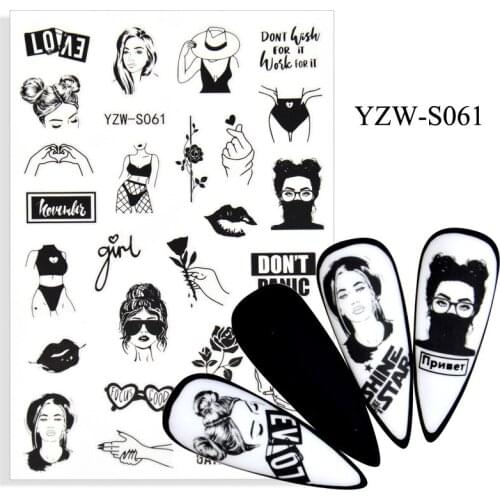 3D Nail Sticker Scrawl Image Lady Body Slider Nails Art Decoration Wraps Decals Design Adhesive Manicure Tips Stickers Pegatina