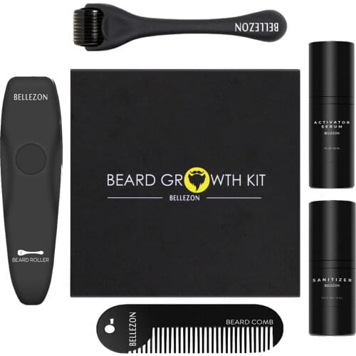 4 Pcs/set Barbe Beard Growth Kit Hair Growth Enhancer Set Beard Growth Essentital Oil Facial Beard Care Set Best Gift for Men