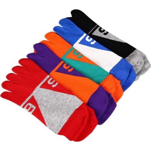 Sweat-absorbent 5 Pairs Solid Color Toe Socks Cotton Breathable Mixed Color Five-finger Socks Running Mens Sports Split