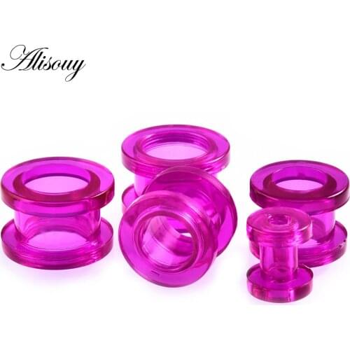 Alisouy 1 pair fashion purple color Acrylic Ear Expandar Plug & Tunnels Jewelry Ear Gauge Piercing 2-12mm body jewelry for Women