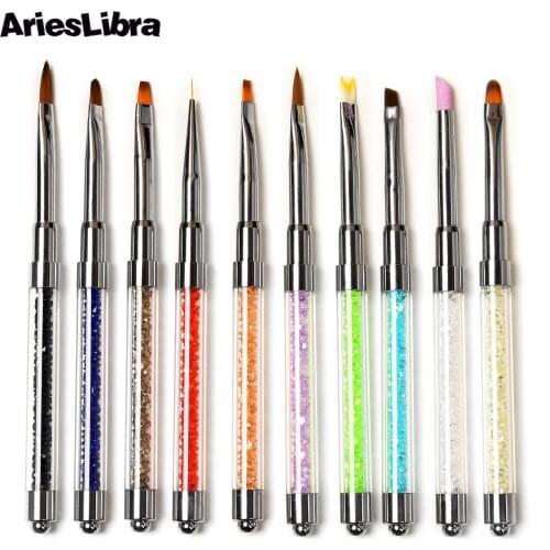 AriesLibra 10pcs/set Nail Art Brush Set Gel Brush Kit for Painting Gel Nail Polish Acrylic Brushes Drawing Liner Pen Nails Art