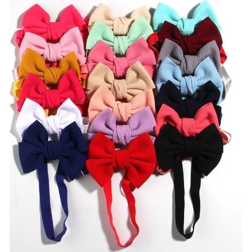 11cm 4.3" Fashion Seersucker Waffle Hair Bows With Headbands For Women Girls Kids Headwear Headband Hair Accessories