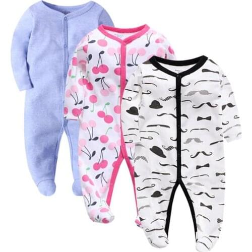 Printed Pattern One-Piece Baby Girls Boys Cotton Long Climb Romper 0-12M 10Kinds DG01