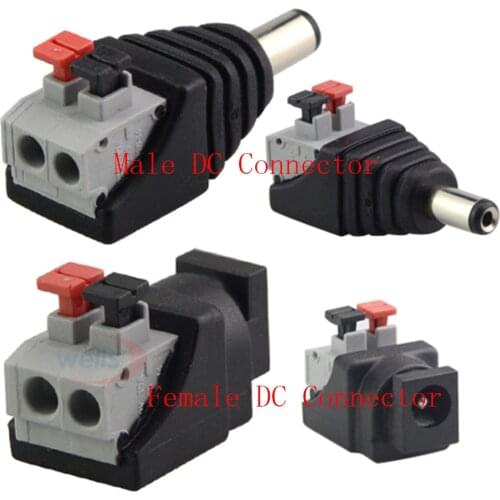 DC Power 2.1 x 5.5mm Male Female Plug Jack Adapter Connector Plug for 5050 3528 Single Color LED Strip Light and CCTV Camera