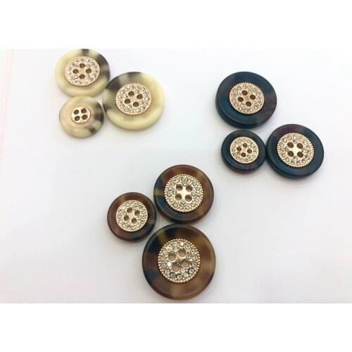 Decorative Buttons for Clothing 18 23 25mm Sewing Women Coat Suit Gold Metal Button on Clothes Flower Vintage apparel 6pieces