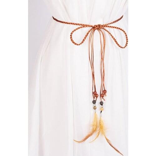 Designer Belts Female Personality Casual Feather Modeling Belt 2020 Retro Lady Braided Belt for Women Dress Accessories