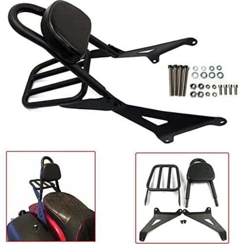 For Yamaha Stryker XVS1300 XVS 1300 Motorcycle Detachable Rear Passenger Sissy Bar Backrest With Luggage Rack Cushion Pad Black