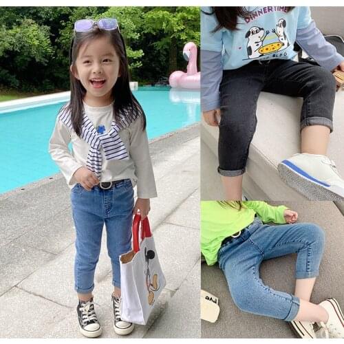 2 3 4 5 6 7 Y Girls Jeans Casual Denim Trousers for Girl Autumn High Quality Toddler Pants Elastic Waist Skinny Girl Denim Pants