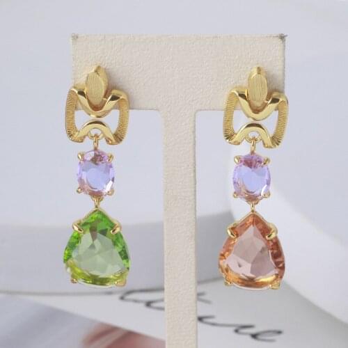 European and American jewelry wholesale transparent color water drop type asymmetric Earrings