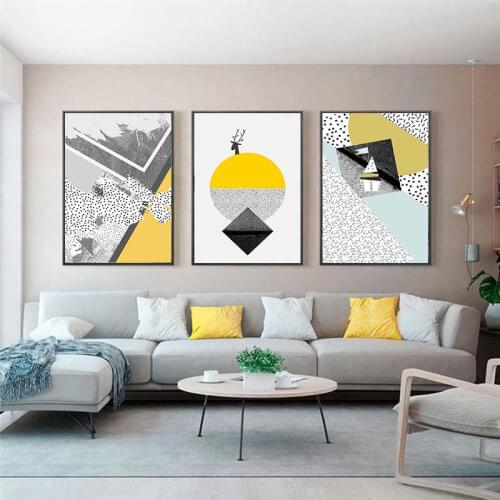 Nordic Style Geometric Starry Abstract Deer Animal Wall Art Prints Picture Canvas Painting Poster for Living Room No Framed