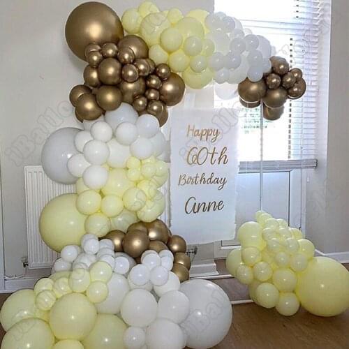 Wedding Birthday Party Celebration Decor White Latex Balloon Garland Maca Yellow Balloon Arch Kit Baby Shower Celebration Decor