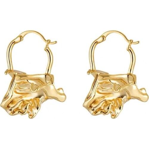 Hyperbole Metal Geometry Irregular Pendant Hoop Earring Fashion Vintage Exquisite Gold Color Earring For Women Party Jewelry