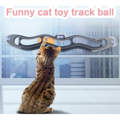 Cat Toys Window Suction Cup Track Ball Sucker Toy Ball Pet Accessory Adsorption Glass Plastic Sucker New Funny Cat Educational