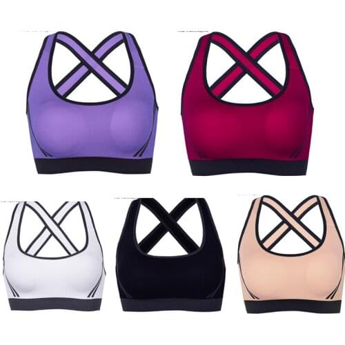 LELINTA 2020 Sexy Woman Sports Fitness Bra Shockproof Push Up Gym Filled Underwear Comfortable Elastic Cropped Bra Top