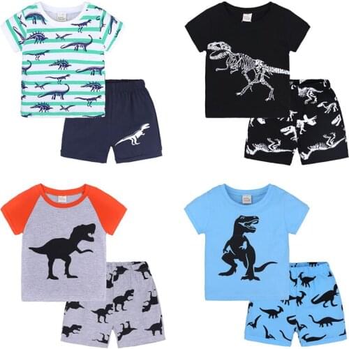 Fashion Children Clothing Sets Cotton Kids Clothes Set Short Sleeve Tops+Shorts Pants Summer Baby Boy Girl Clothes Suits