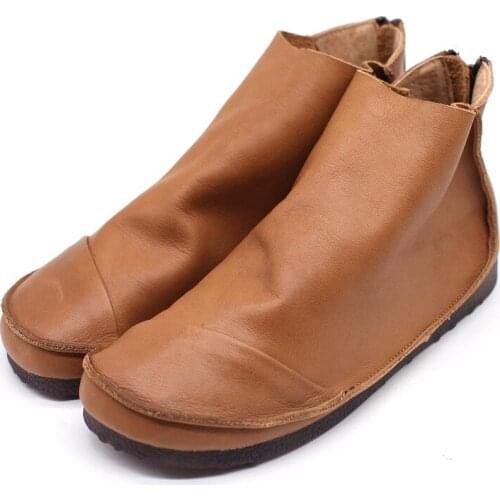 Genuine Leather Moccasins Spring Autumn Retro Series Literary Art Cowhide ankle boots Comfortable Soft Leather Shoes Flat shoes