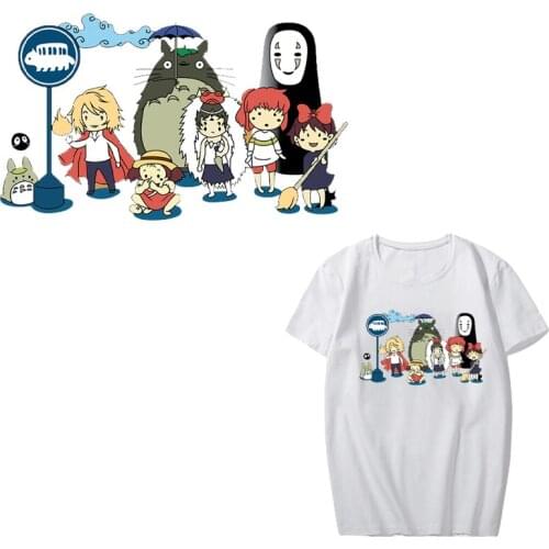 Cartoon Totoro Patch Heat Transfers Vinyl Stickers for Clothes DIY T-shirt Dresses Decoration Applique Iron Print for Clothing