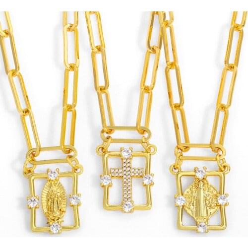 New Madonna Hanging Rectangular INS Fashion Simple Cross Pendant Necklace For Women